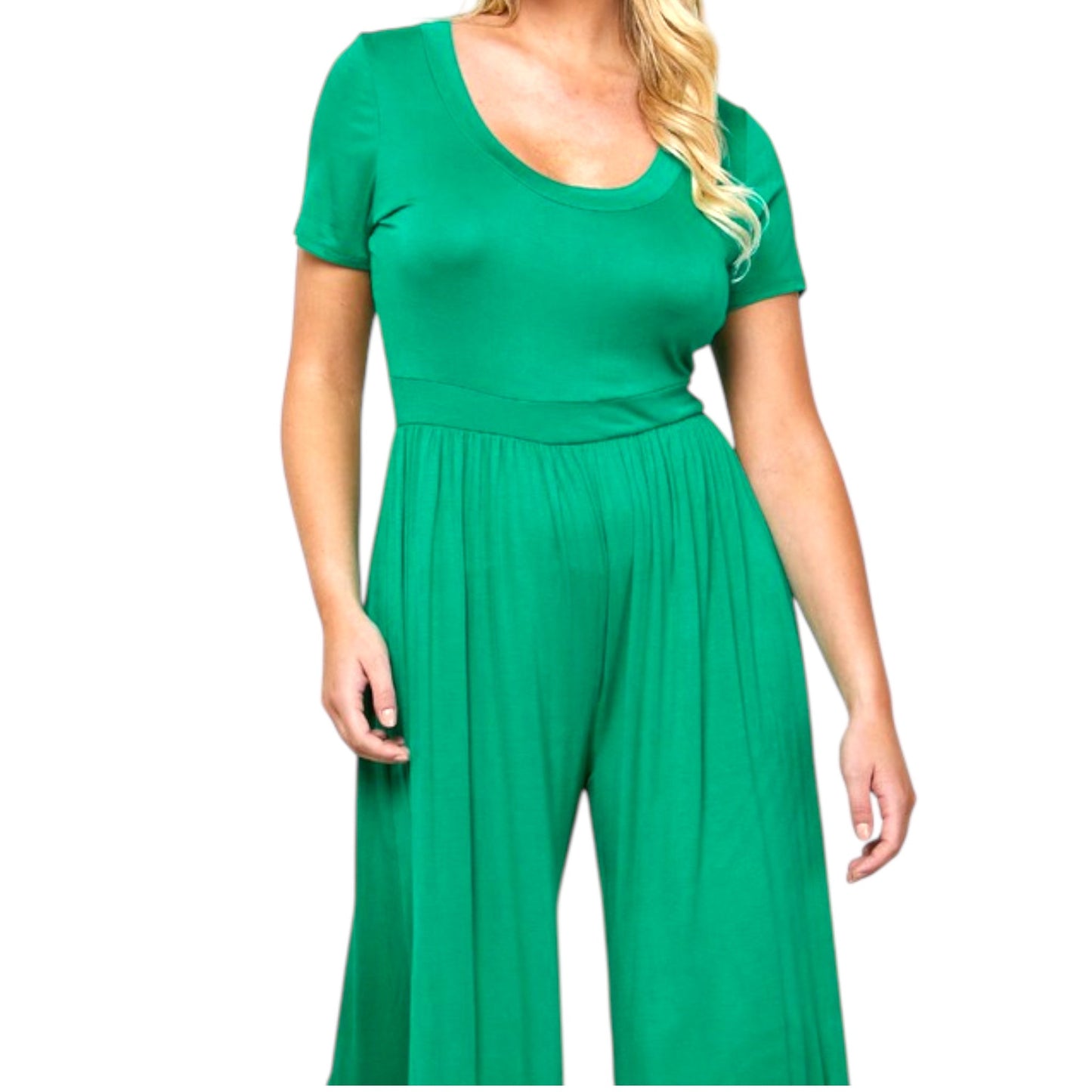 Solid High Waist Wide Flair Jumpsuit