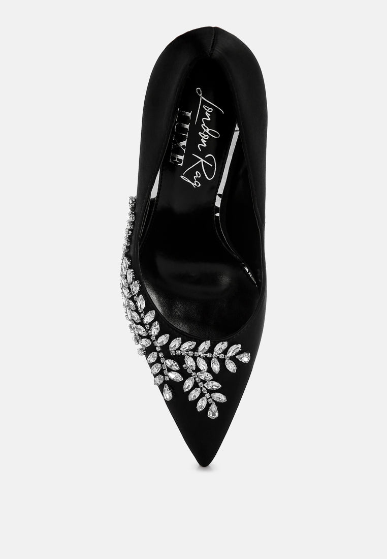 Ashlyn Rhinestones Embellished Satin Stiletto Pumps