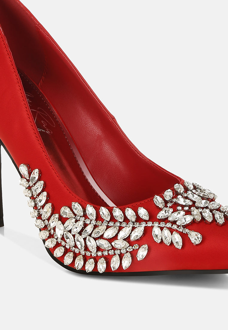Ashlyn Rhinestones Embellished Satin Stiletto Pumps