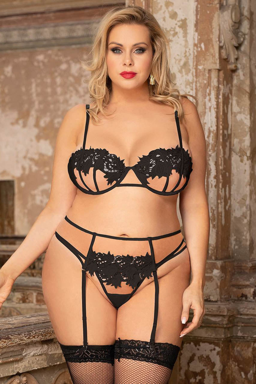 Delicate Floral Embroidered Bra Set