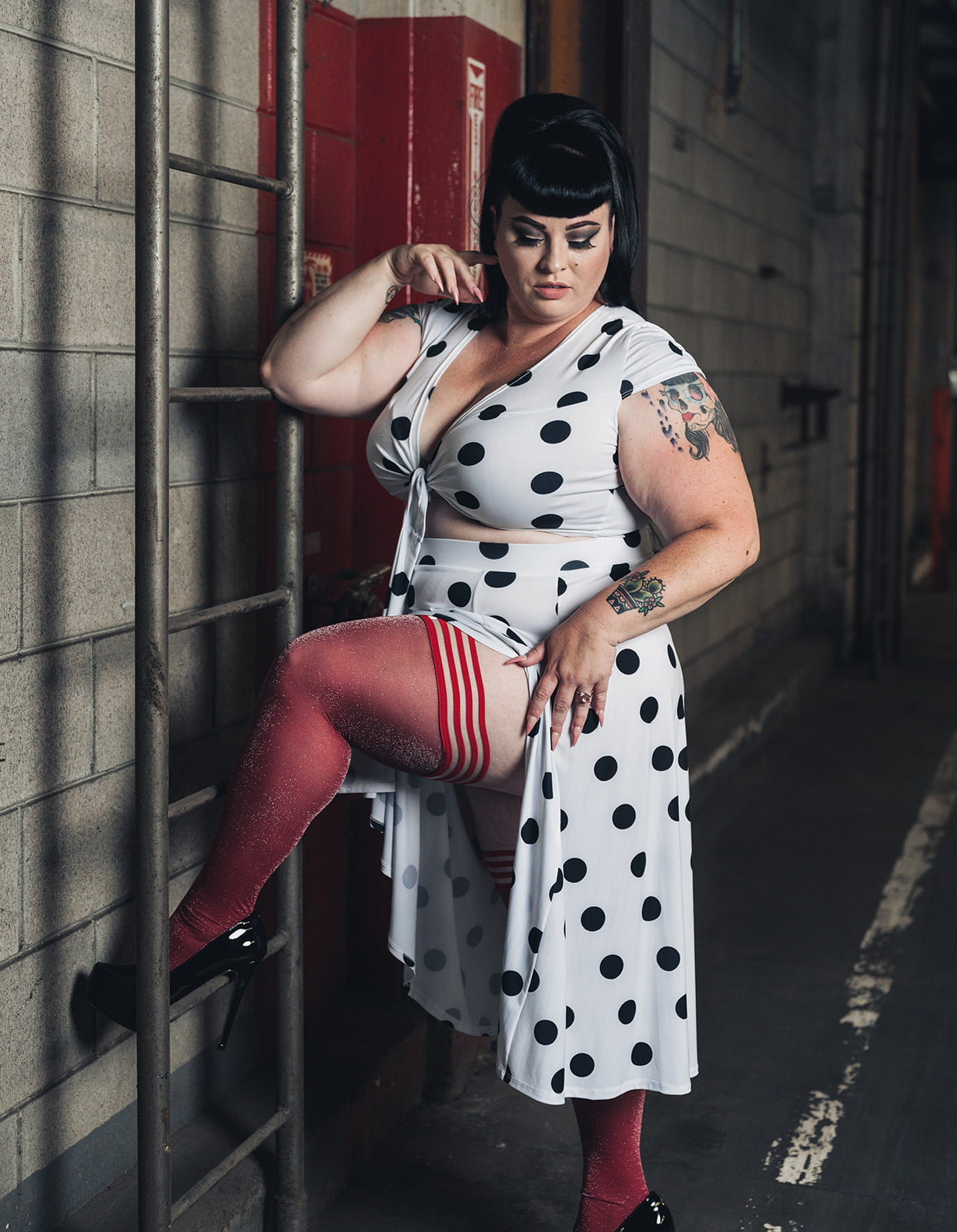 Holly: Shimmer Cranberry Thigh Highs