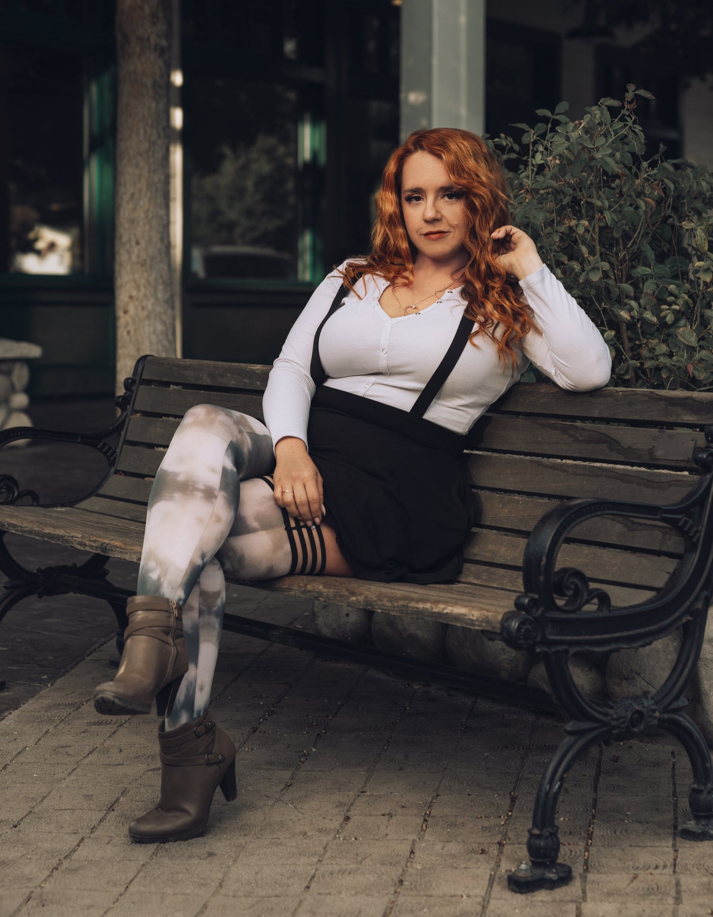 MacKenzie: Black and White Tie Dye Thigh Highs