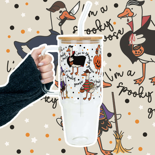 Spooky Goose Tumbler with Lid and Straw