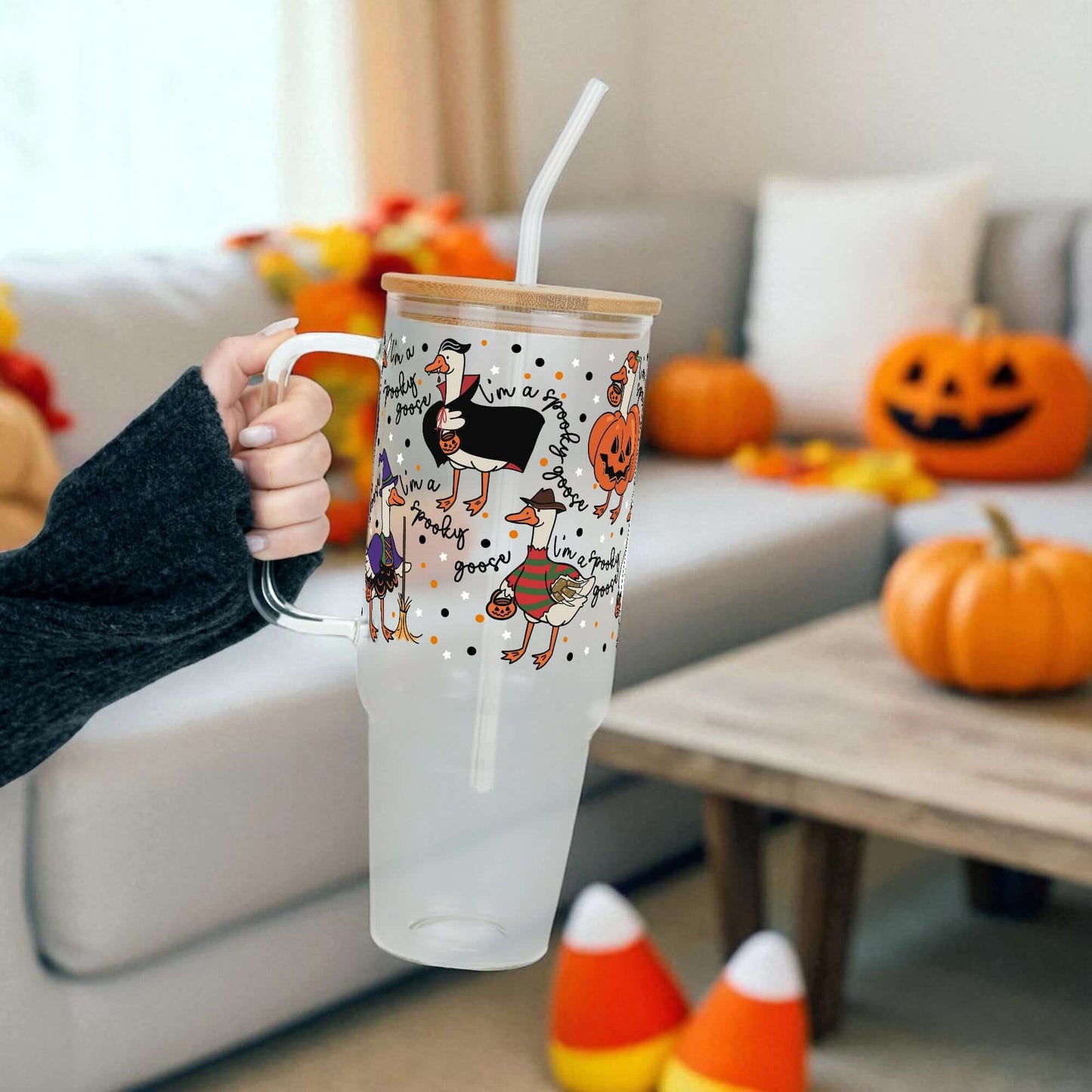 Spooky Goose Tumbler with Lid and Straw