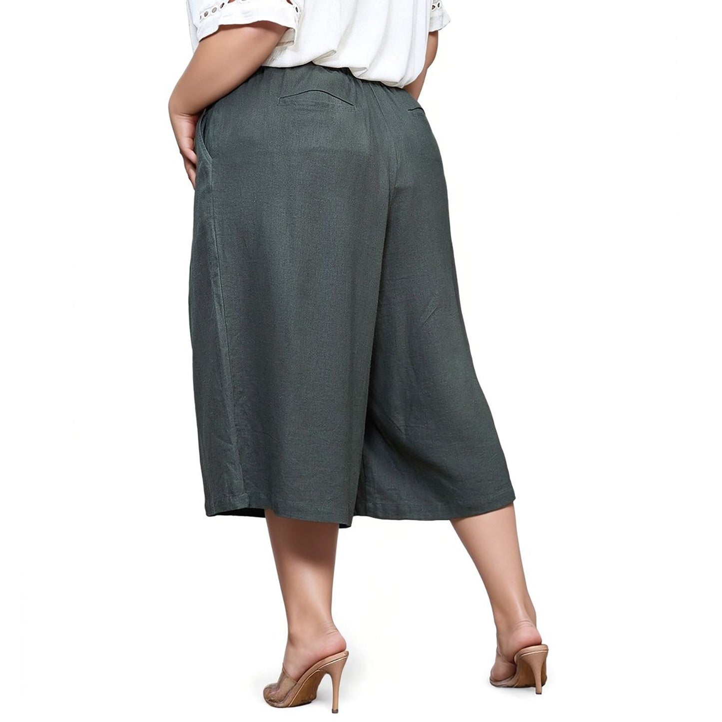 UPDATED - Pleione Plus Women's Pleated Wide Leg Capris