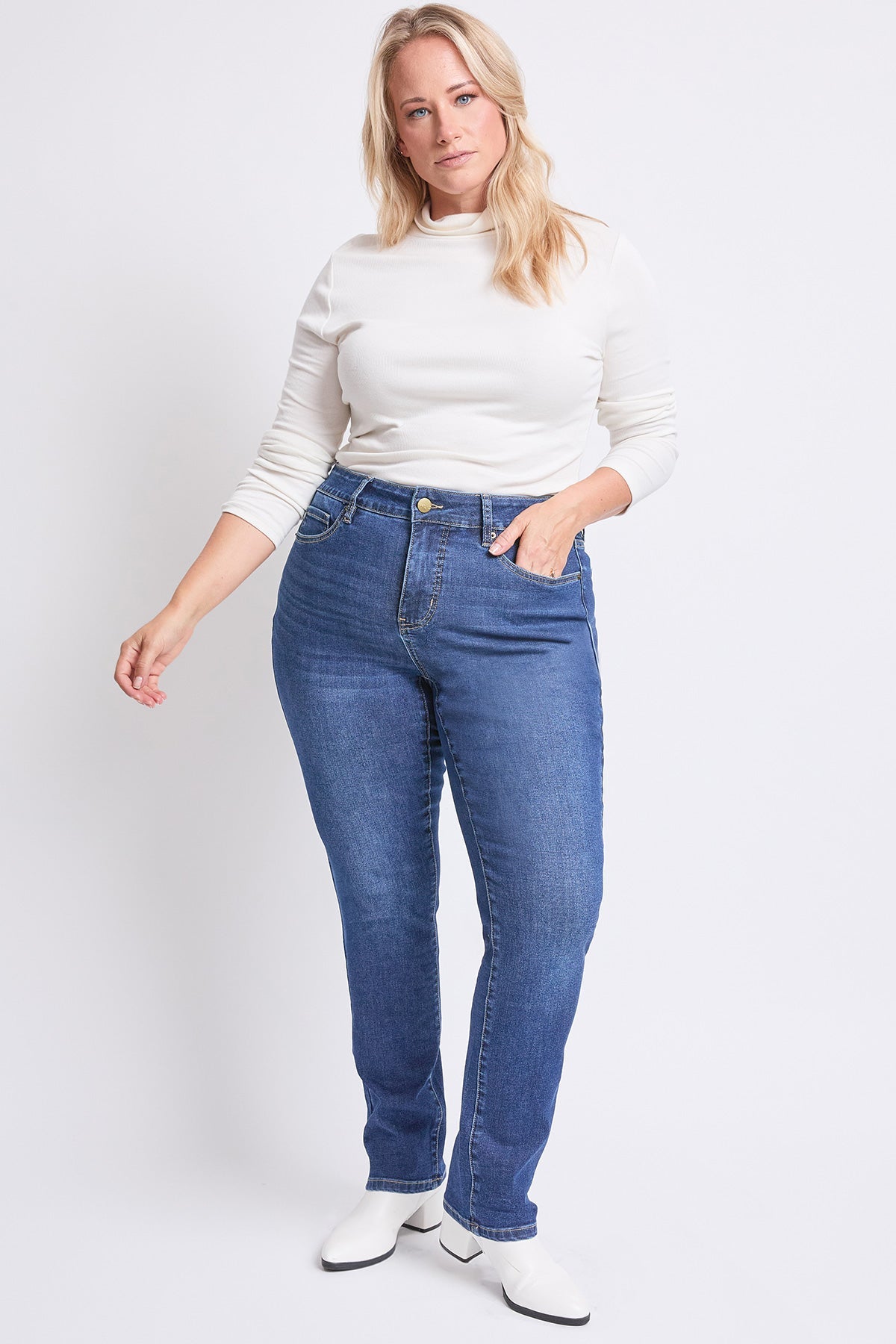 High Rise Basic 5 Pocket Straight Jeans