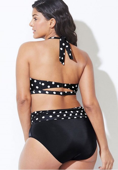 Polka Dots Halter High Waisted Bikini Swimsuit