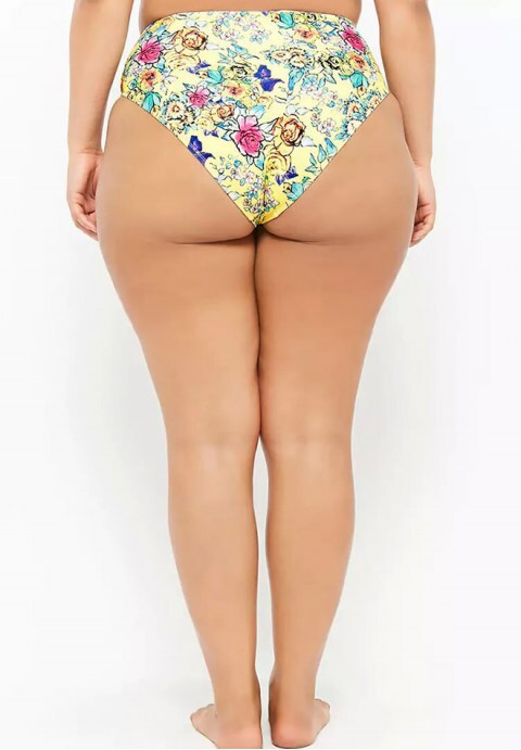 High Leg High Waist Floral Crop Tank Bikini Swimsuit