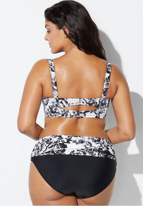 Vintage Floral Underwire High Waisted Bikini Swimsuit