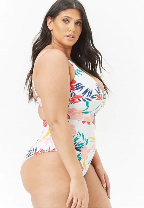 Floral Print Cutout High Leg One Piece Swimsuit