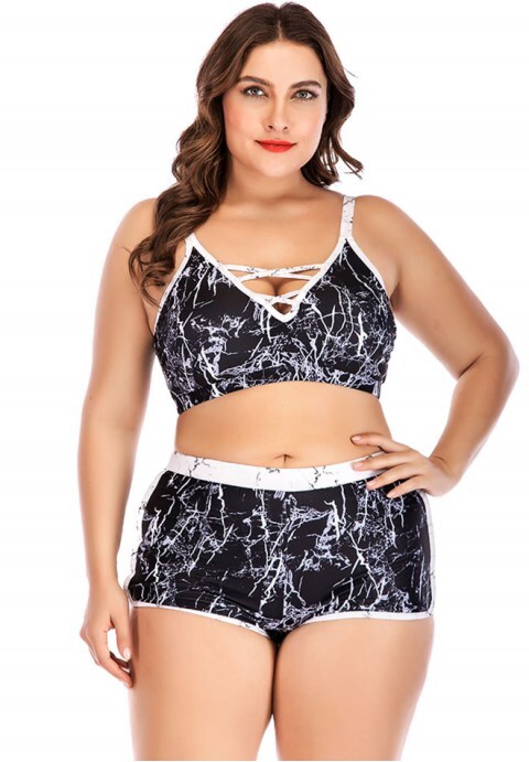 Criss-cross Two Piece Swimsuit