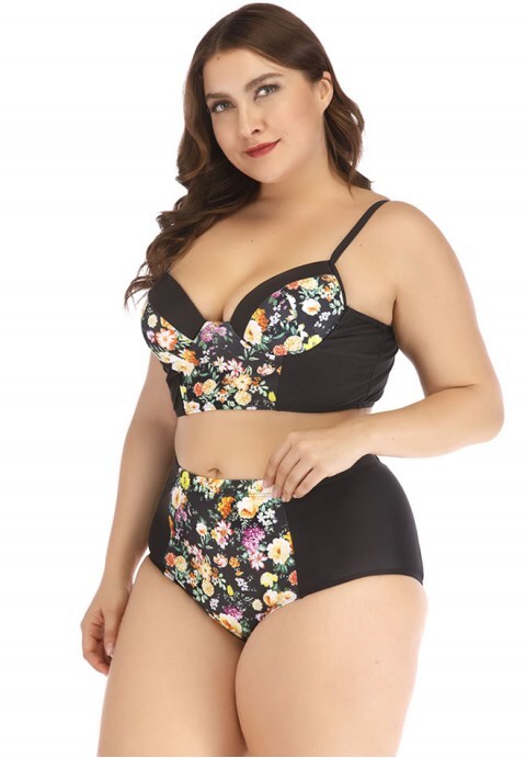 Golden Flower Underwire Two Piece Swimsuit
