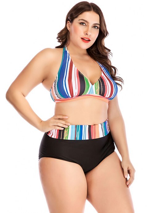 Colorful Striped Bikini Set