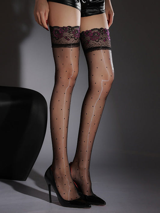 Lace Aurora Ultra-Sheer Polka Dot Stockings