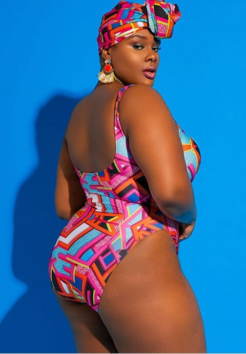 Geometric Printed One Piece Swimsuit