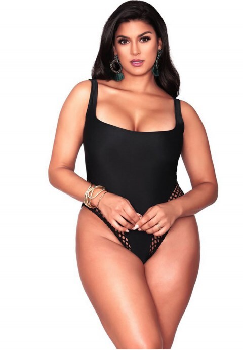 Low Back Eyelet Detail High Cut One Piece Swimsuit