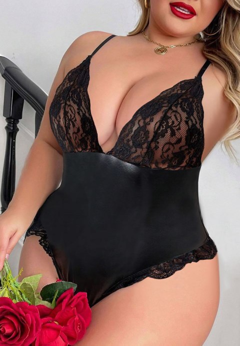 Faux Leather and Lace Teddy