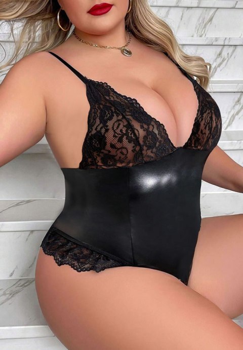 Faux Leather and Lace Teddy