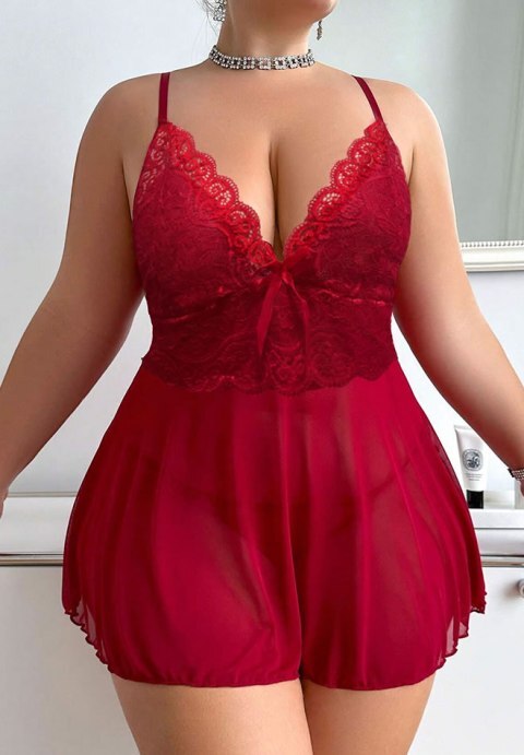 Plus Size Alluring Lace Babydoll Set