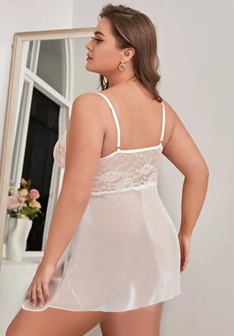 Plus Size Evening Romance Lace and Mesh Babydoll Set