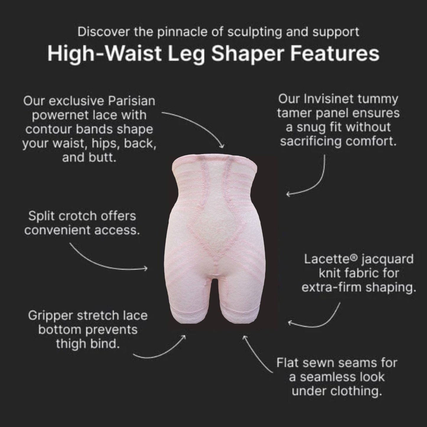 No Roll High Waist Lace Thigh Slimmer with Extra Firm Support