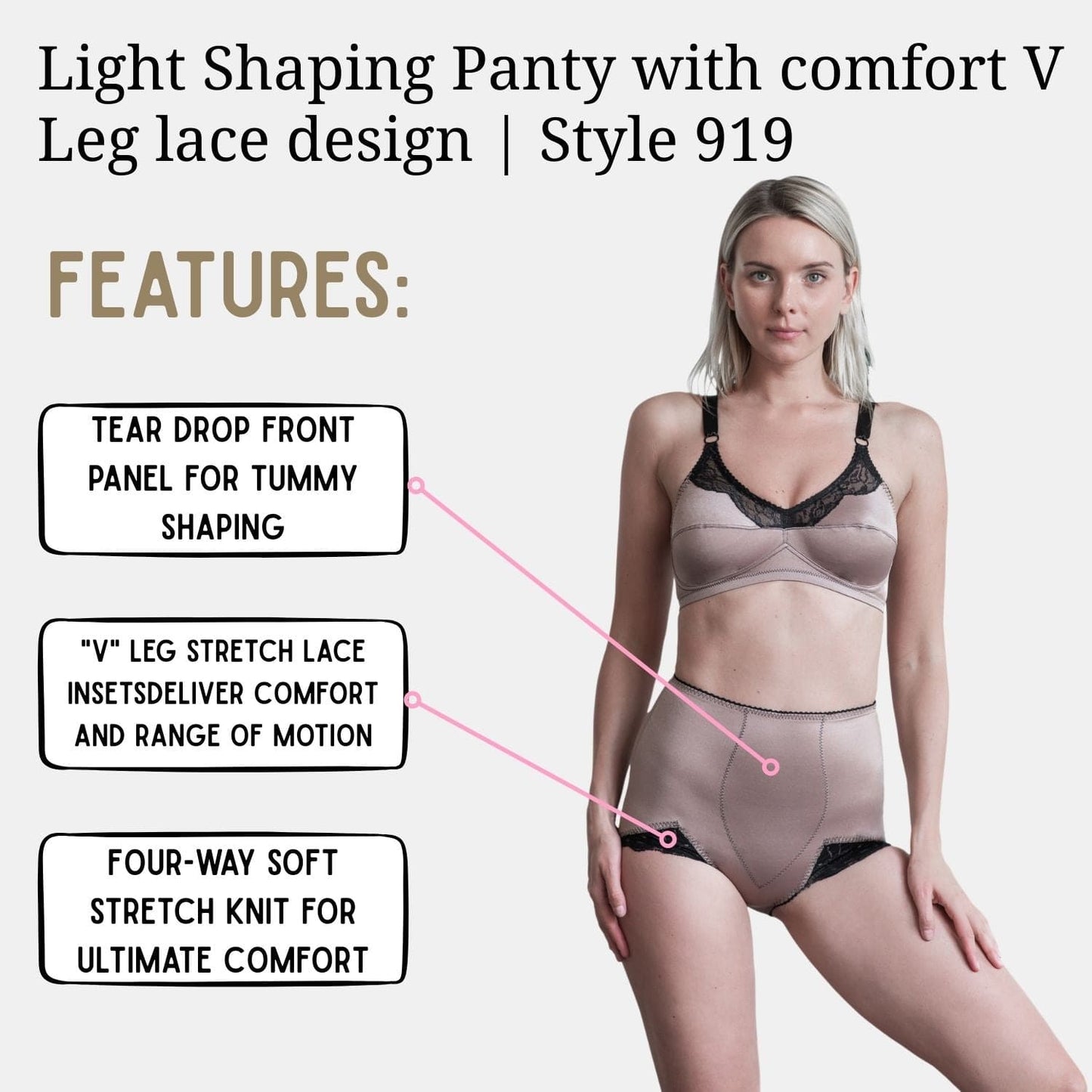 Light Shaping Panty with comfort V Leg lace design