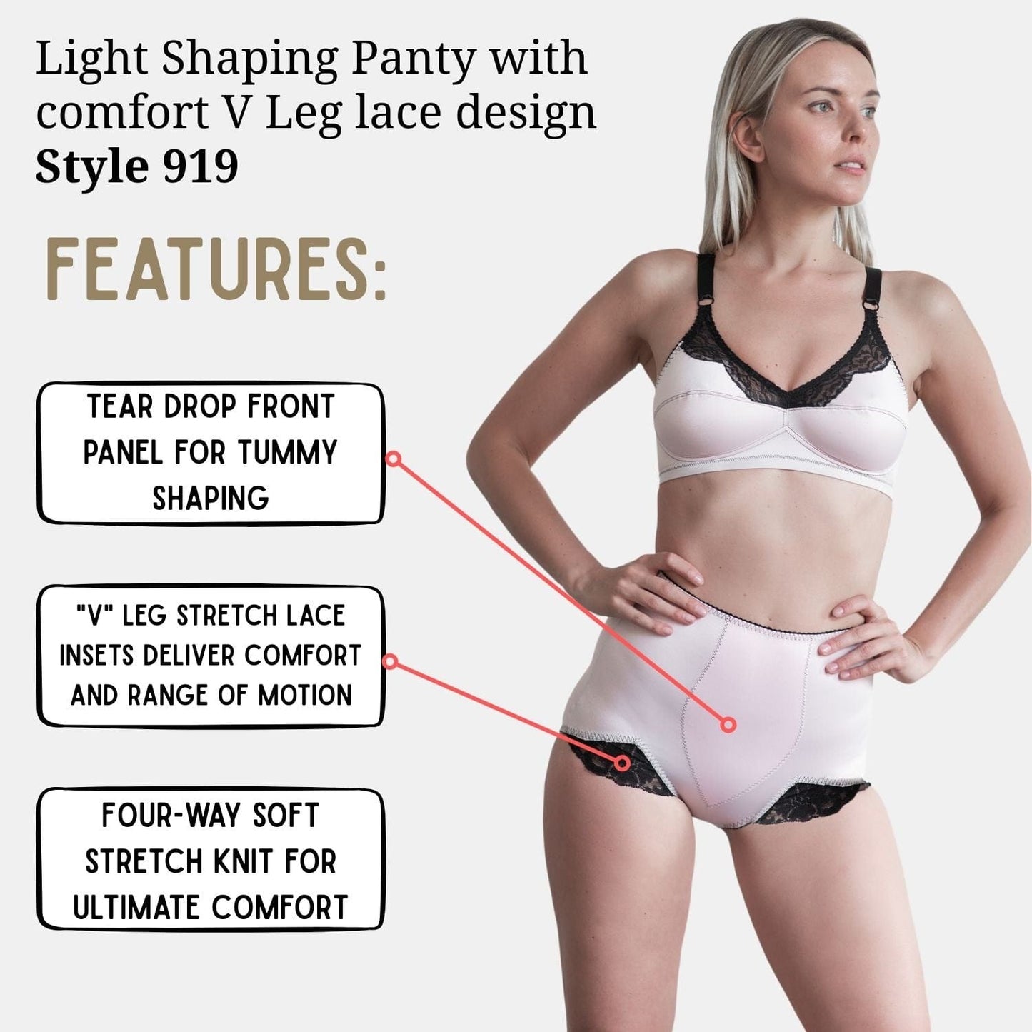 Light Shaping Panty with comfort V Leg lace design