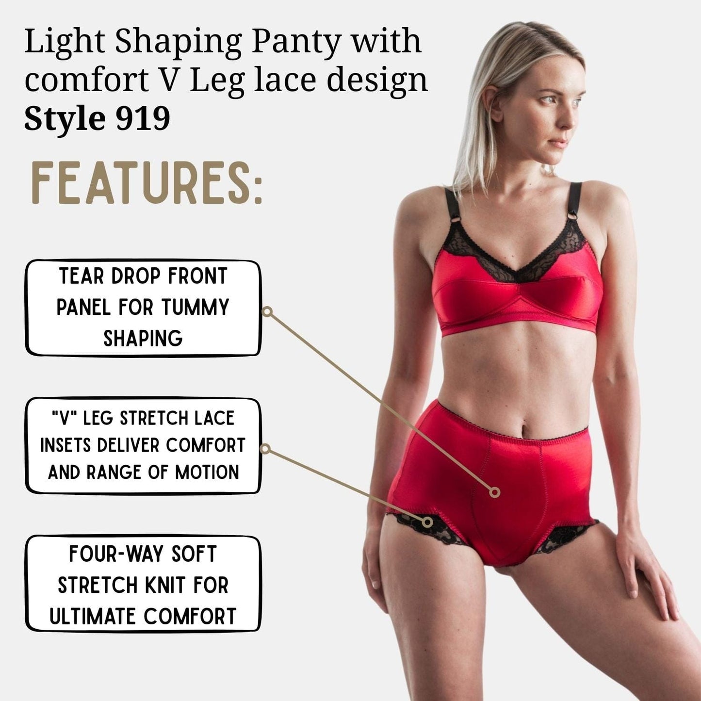 Light Shaping Panty with comfort V Leg lace design
