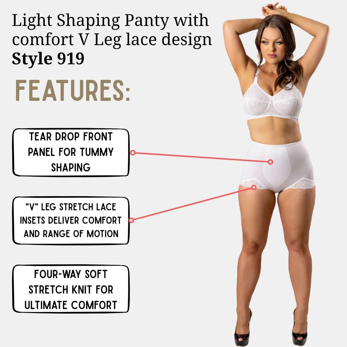 Light Shaping Panty with comfort V Leg lace design