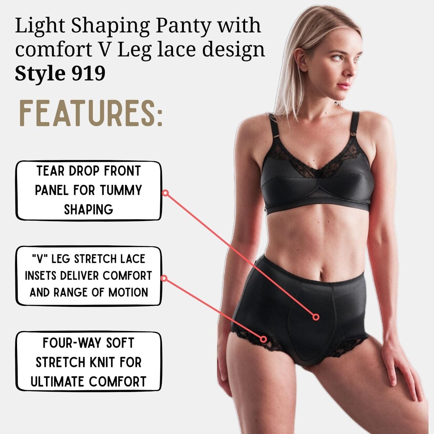 Light Shaping Panty with comfort V Leg lace design