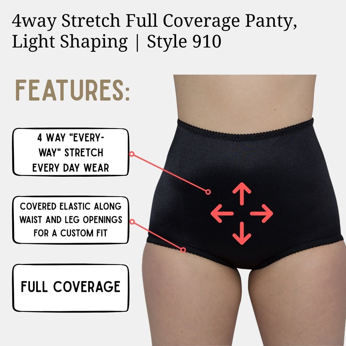4way Stretch Full Coverage Panty, Light Shaping