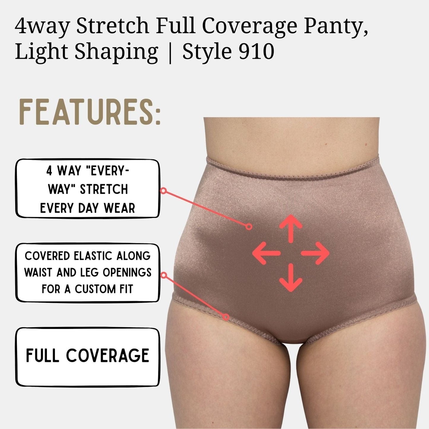 4way Stretch Full Coverage Panty, Light Shaping