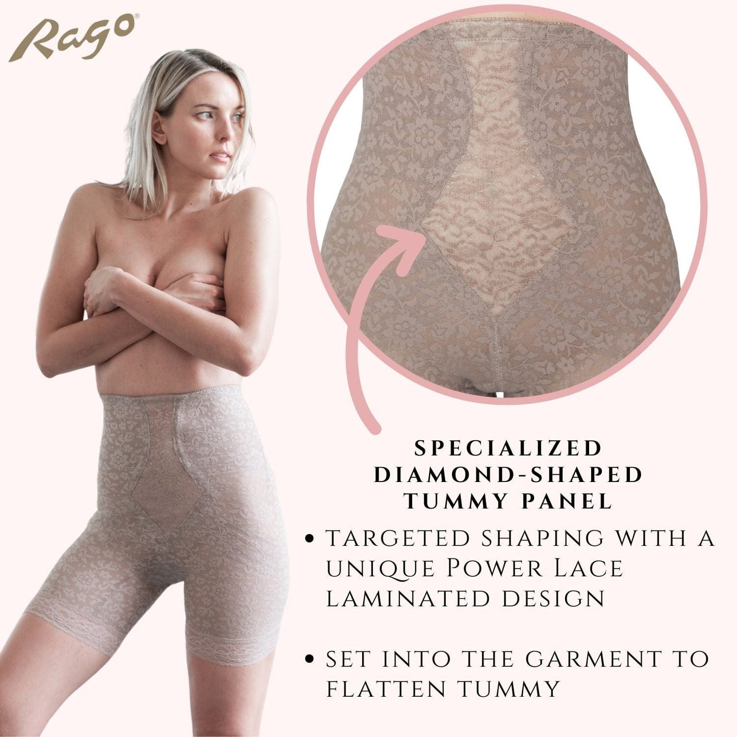 No Roll High Waist Lace Thigh Slimmer with Extra Firm Support