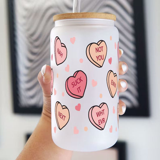 Anti Valentine Can Cup With Lid and Straw