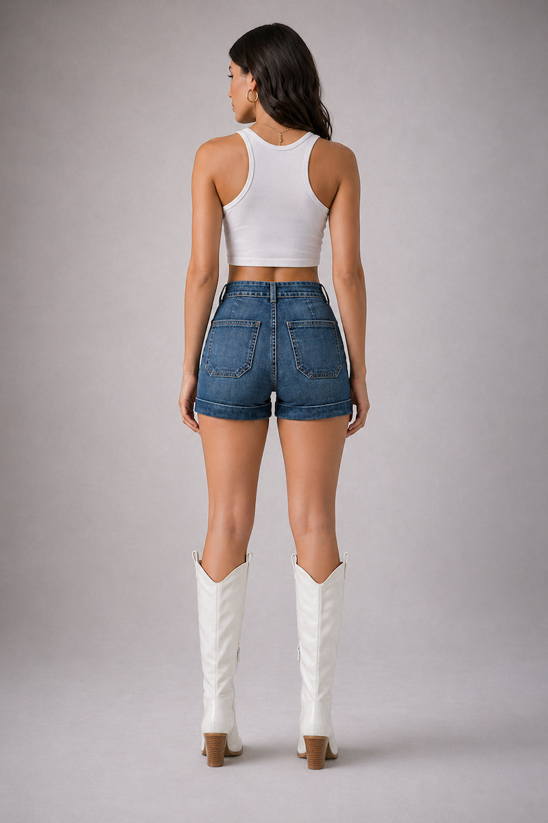 High-Waisted Denim Shorts for Women – Vintage-Inspired Fit