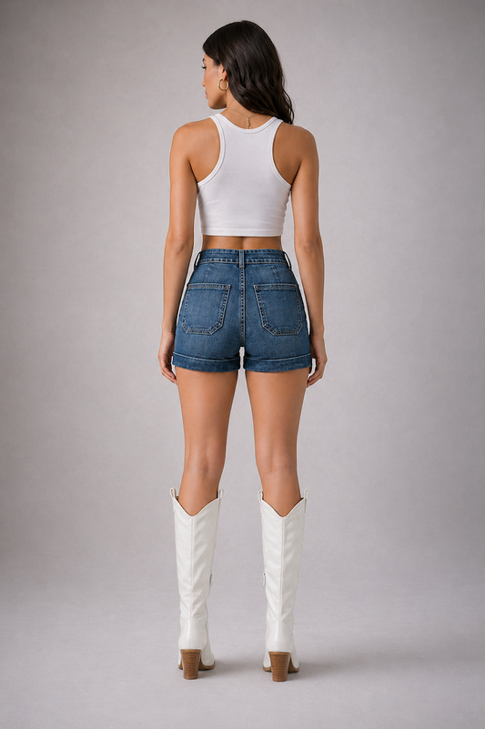 High-Waisted Denim Shorts for Women – Vintage-Inspired Fit