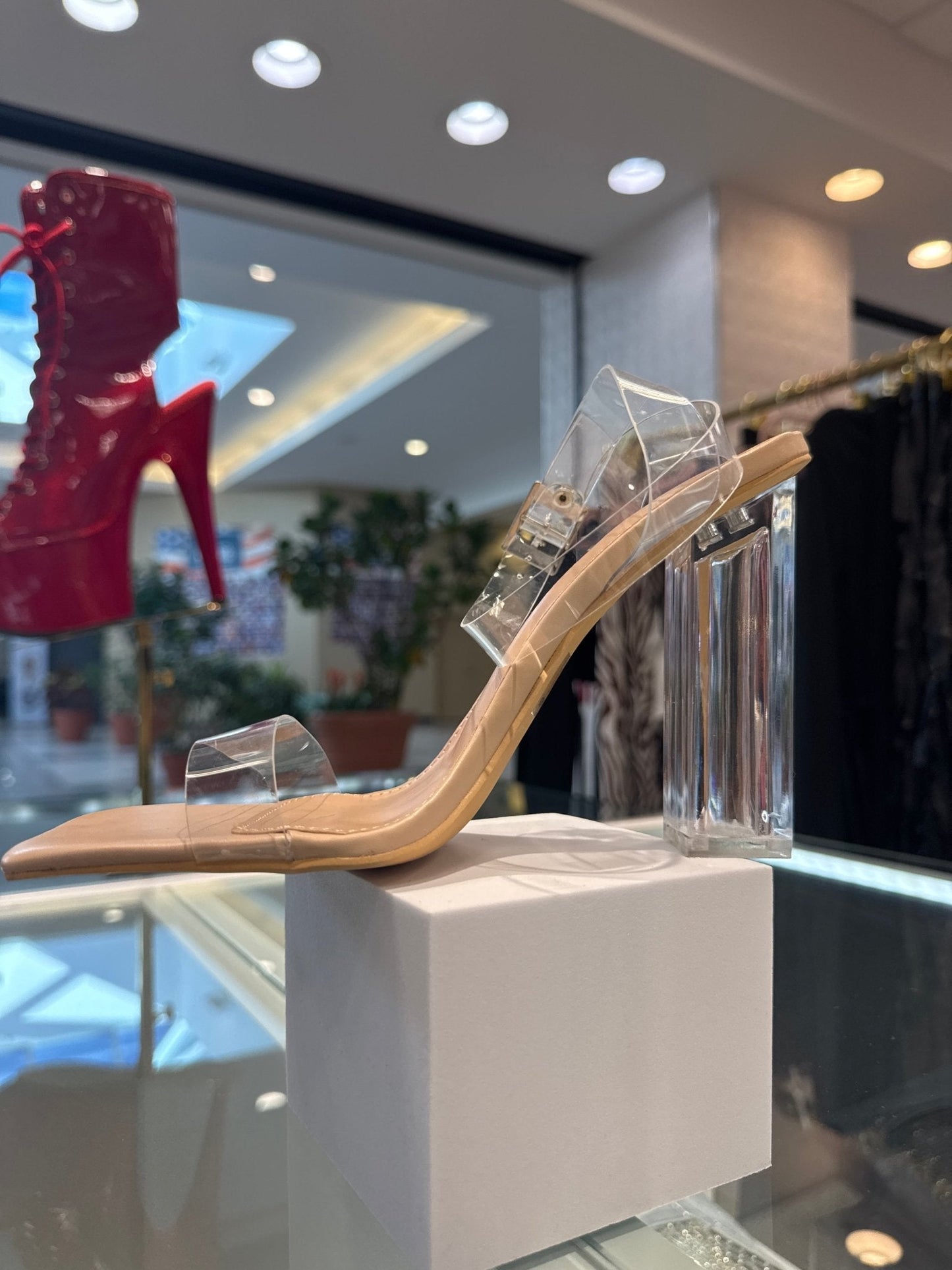 Basically Nude Clear Strap Block Heels – Comfortable & Stylish Footwear for Any Occasion