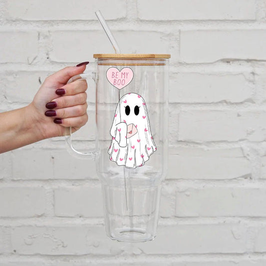 Be My Boo 40oz Glass or Plastic Tumbler With Lid and Straw