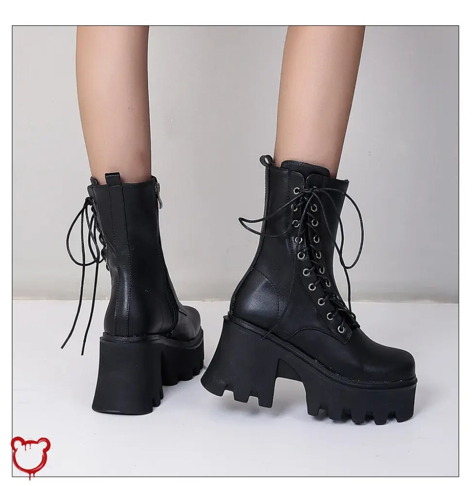 “Combatties” PU Leather Boots