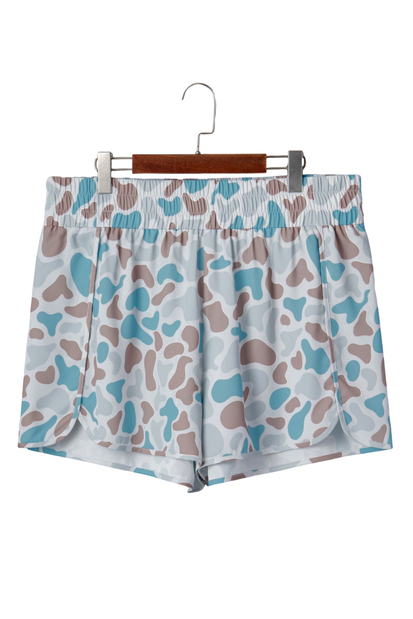 Multicolour Camouflage Elastic Waist Athleisure Shorts