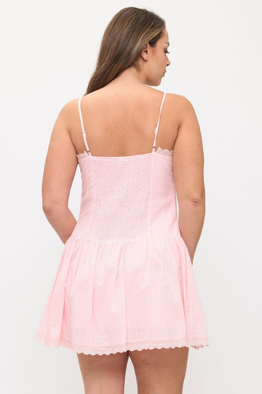 Coastal Charm Cotton Drop-Waist Mini Dress – Casual Dress