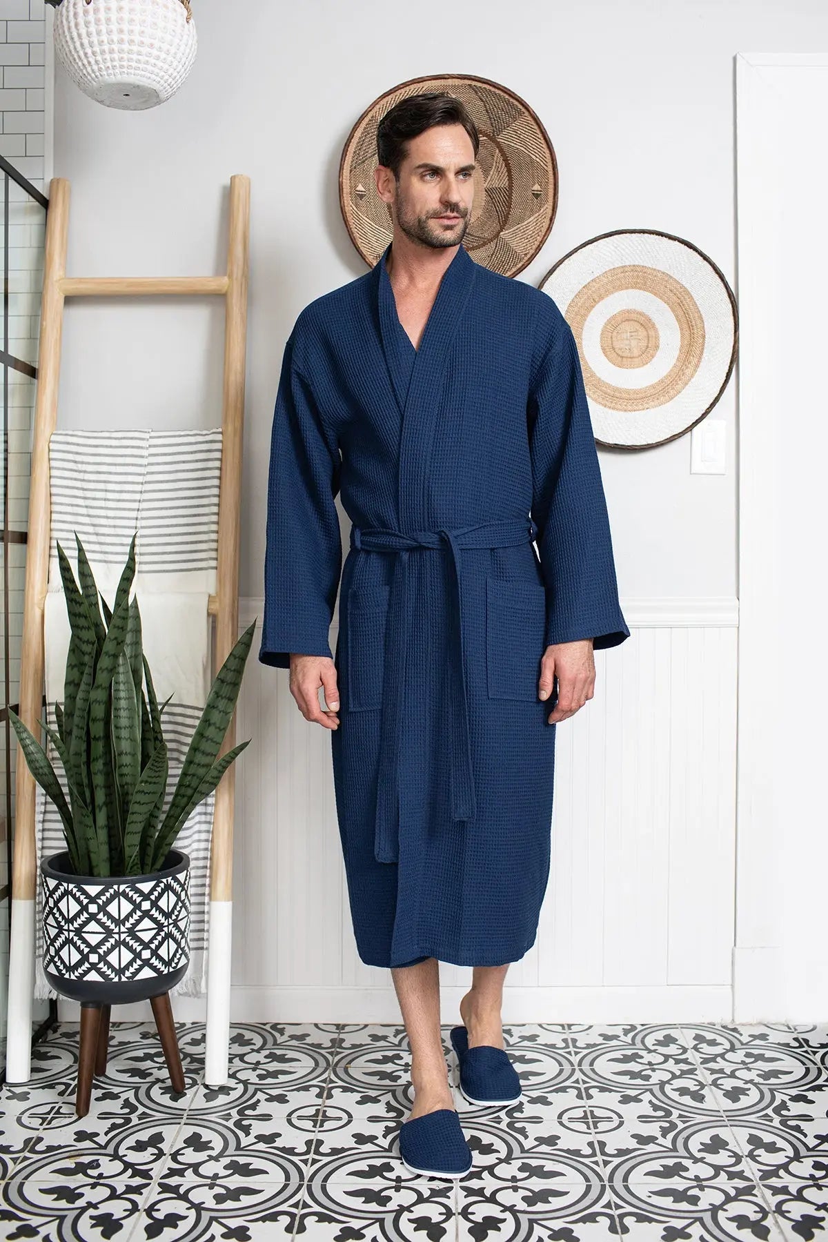 Waffle Kimono Spa Bathrobe - Absorbent, Lightweight