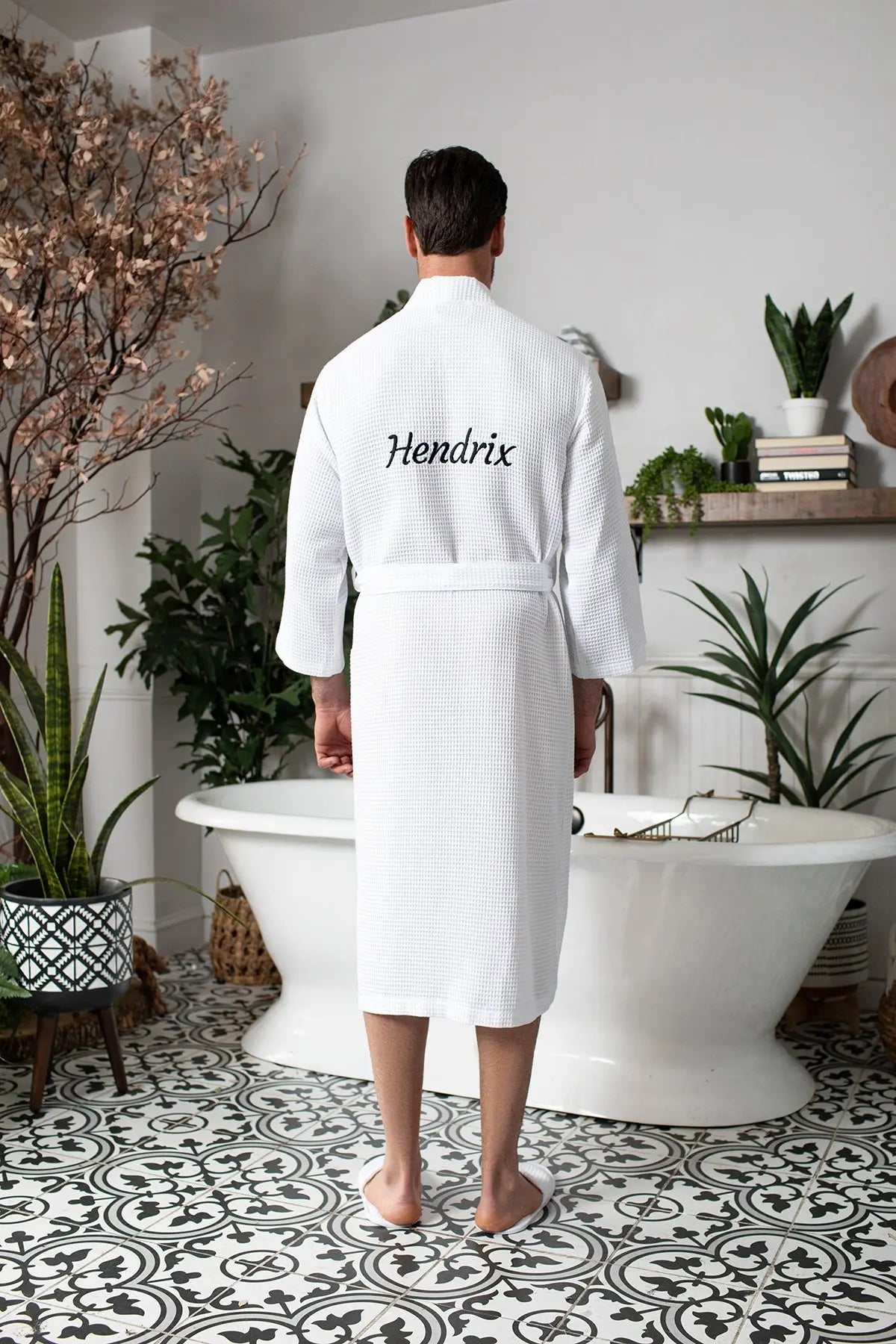 Waffle Kimono Spa Bathrobe - Absorbent, Lightweight