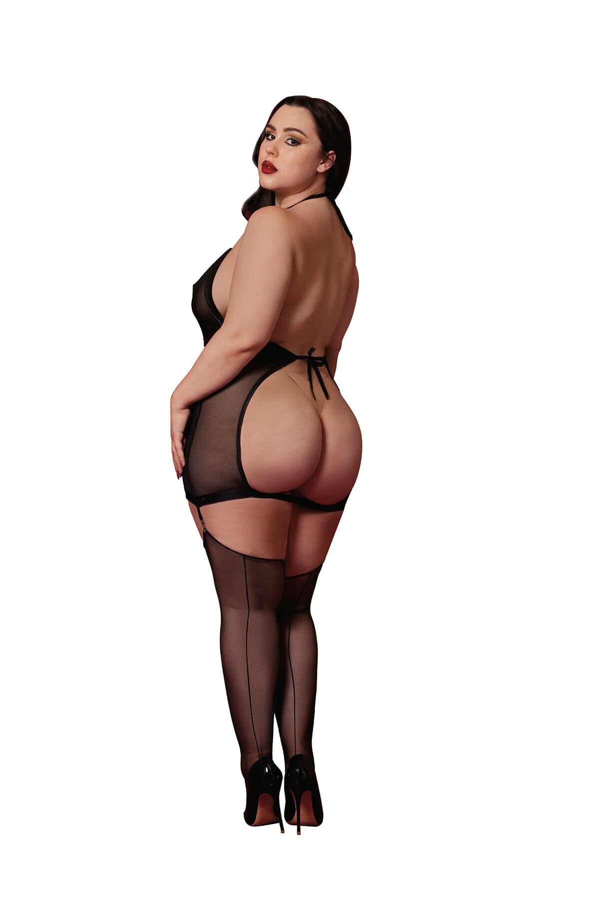 Black Fetish Garter Slip & Flogger