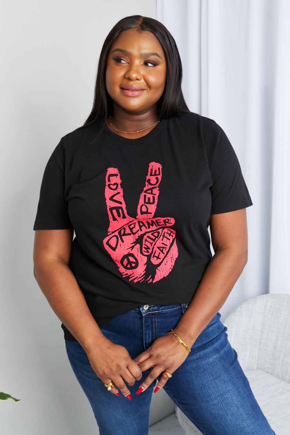 “Peace, Love, Dreamer” Graphic Tunic T-Shirt