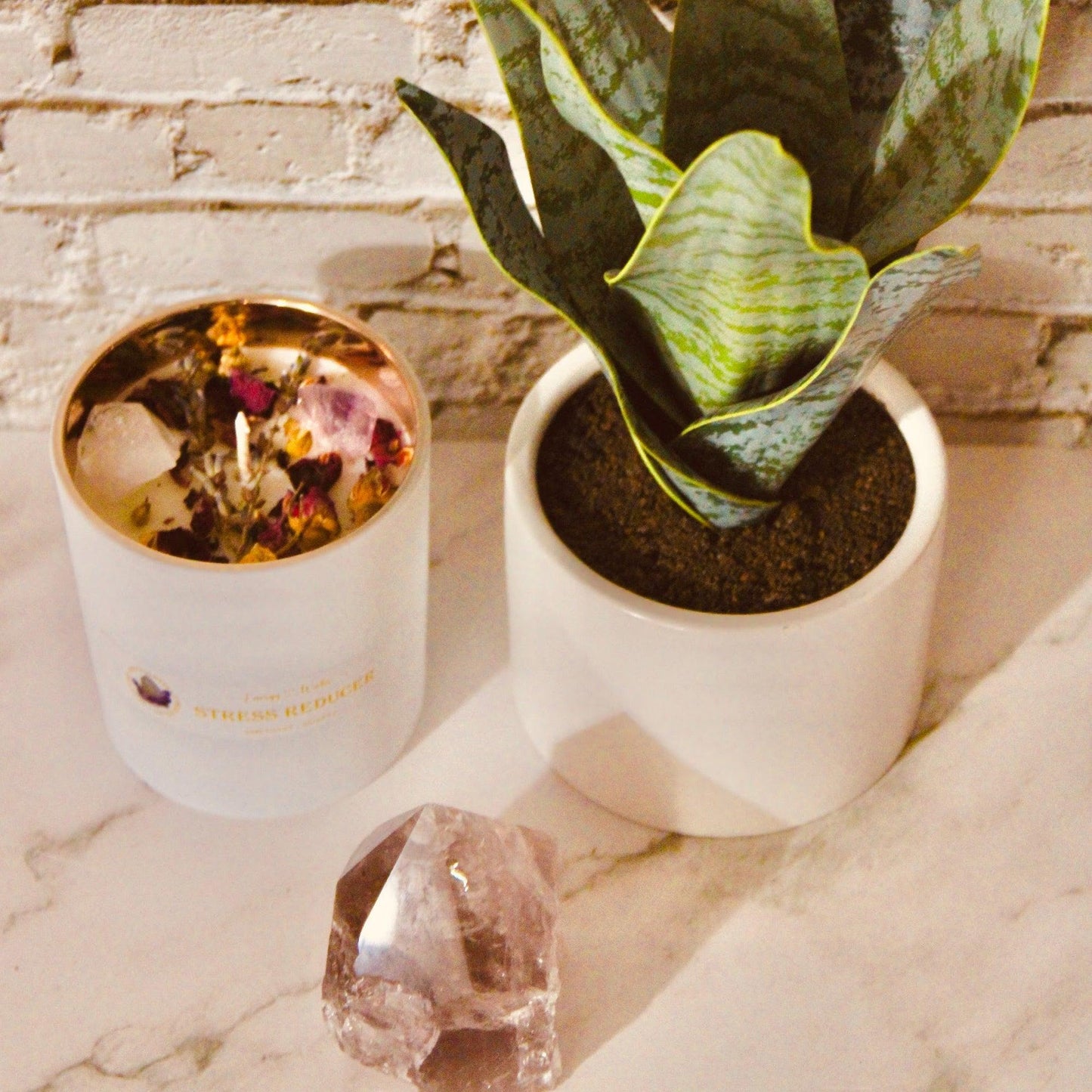 Stress Reducer Crystal Candle