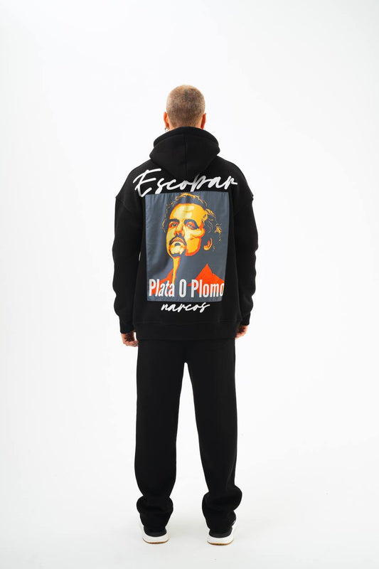 Oversize 'Escobar' Graphic Hoodie - Streetwear Hooded Sweatshirt 'Plata o Plomo'