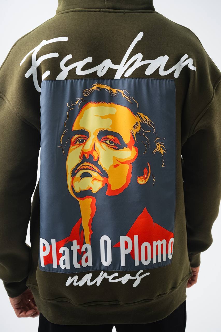 Oversize 'Escobar' Graphic Hoodie - Streetwear Hooded Sweatshirt 'Plata o Plomo'