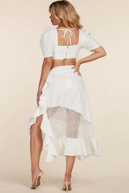 Crop Top 2pc Midi Skirt Set