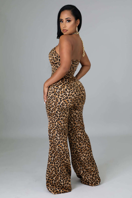 Non Stretch Cheetah Print Jumpsuit